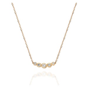 Bezel Set Diamond Necklace | Five Stone Diamond Necklace | Dainty Diamond Necklace | Genuine Diamond Necklace | Simple Diamond Necklace
