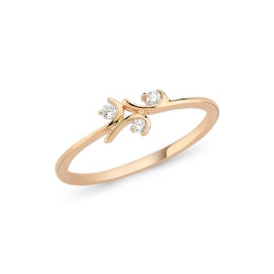 Twig Diamond Ring | Nature Inspired Ring | Branch Diamond Ring | Floral Gold Ring | Leaf Diamond Ring | Three Stone Ring | Trio Diamond Ring
