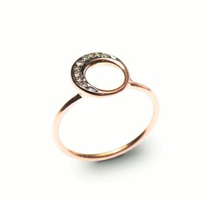 Mond Diamant Ring | Halbmond Ring | Mond Ring in 14K Gold | Himmlischer Diamant Ring | Mondring | Halbmond Ring | Geschenk für Mama