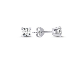 Diamond Stud Earrings, Diamond Solitaire Earrings, 14K Gold Minimalist Diamond Studs, Round Cut 4 Prong Heavy Basket Setting Studs