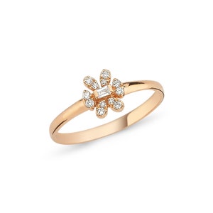 Diamond Flower Ring | Diamond Daisy Ring | Mixed Diamond Ring | Flower Ring in 14K Gold |  Diamond Glamorous Ring | Minimalist Ring