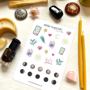 Planche stickers autocollants lune magique pour journaling décorer vos carnets