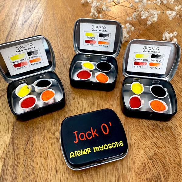 Palette aquarelles de voyage artisanales Jack O' Halloween citrouille