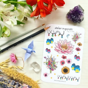 Zelfklevend stickerbord Zomerbloemen slinger guinguette boeket decoratie notitieboekjes