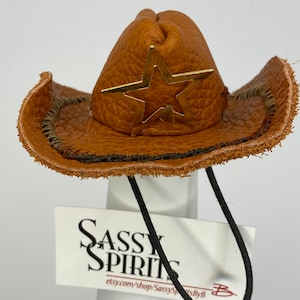 Miniature Leather Cowboy Hat: Terracotta Doll Accessory (1/6 Scale Fashion Doll)
