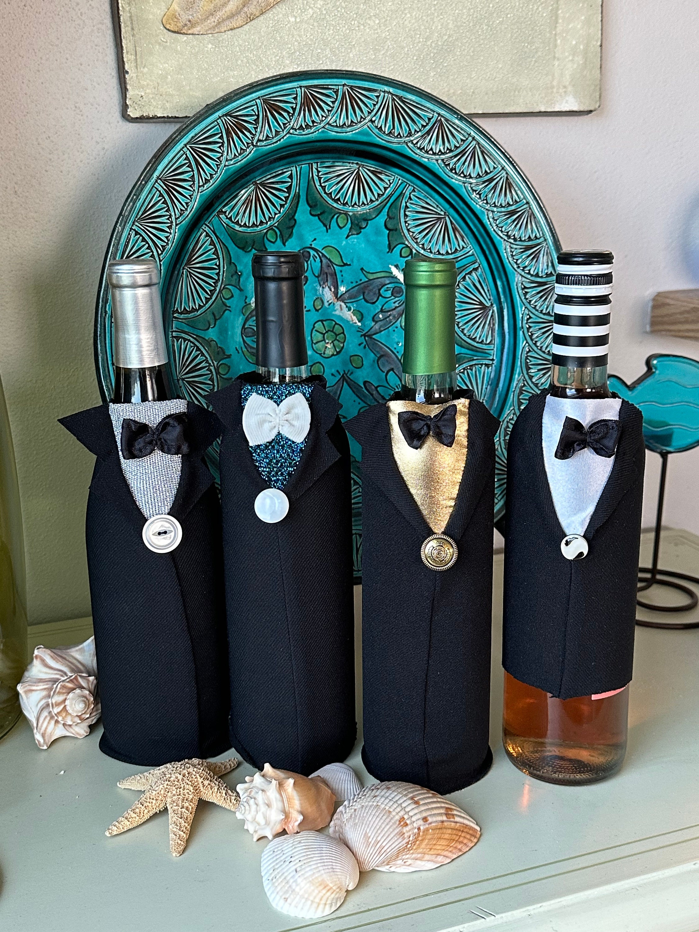 CHGCRAFT 5 Fundas De 2 Estilos Para Botellas De Vino Para Novios, Copas De Encaje, Decoración De Botellas De Vino, Para Boda, Despedida De Soltera, Decoración De Fiesta De Compromiso