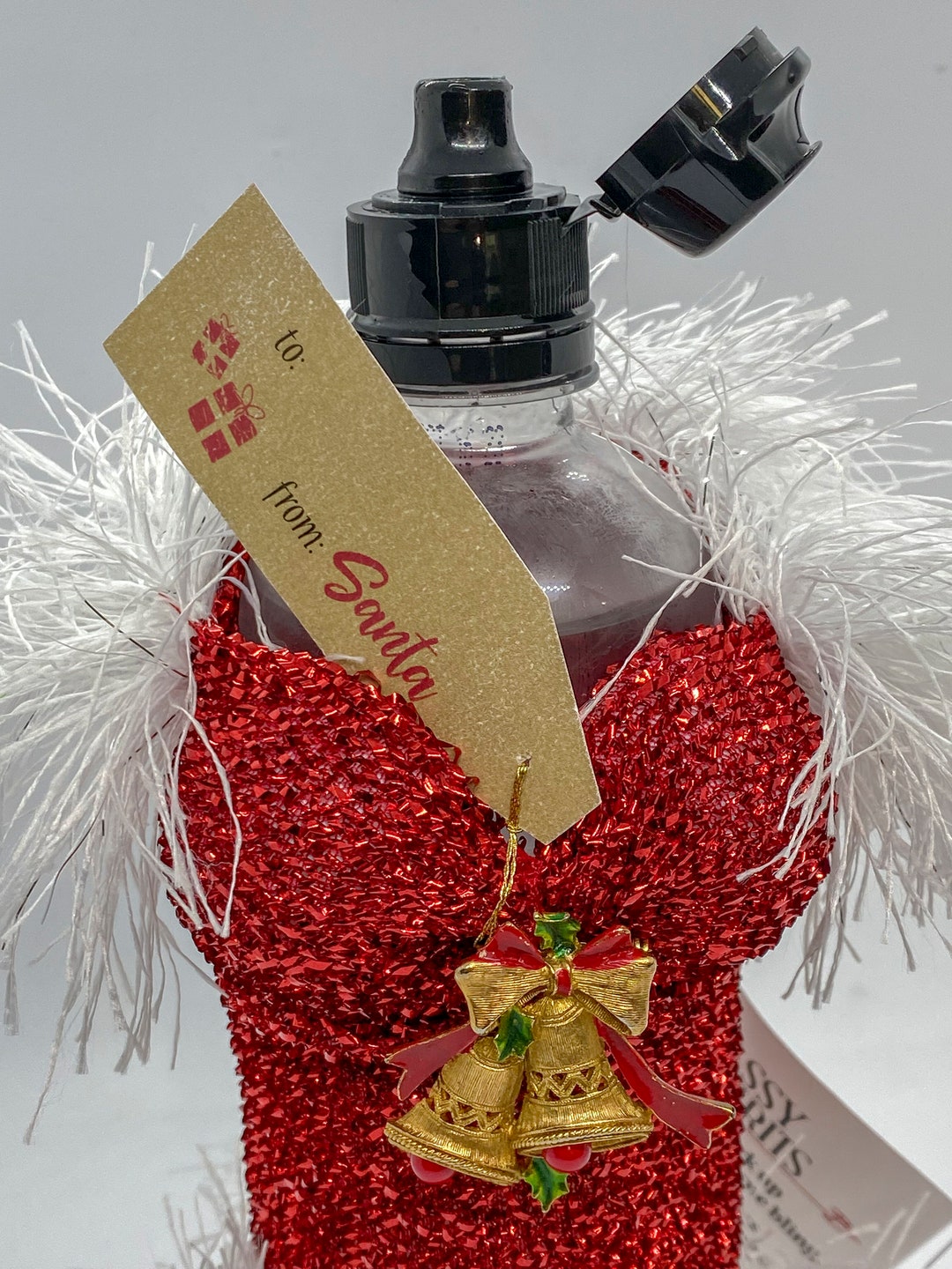 Glitter Wine & Water Bottle Cover From Secret Santa Liquor Etsy