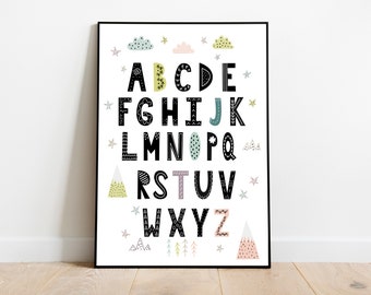 Nursery Alphabet Print - Scandinavian style - Gender Neutral nursery decor