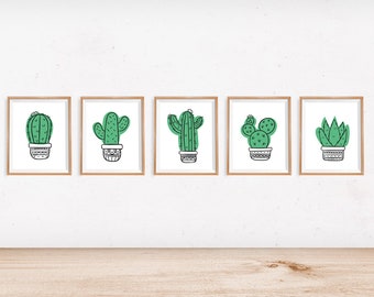 Modern Succulents Digital Download - Scandinavian Nursery - Cactus