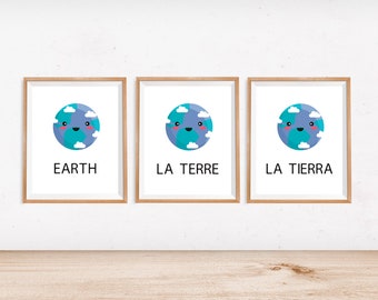 Planet Earth Kids bedroom print for boy or girl - La terre affiche chambre d'enfants garcon & fille - la tierra 8x10