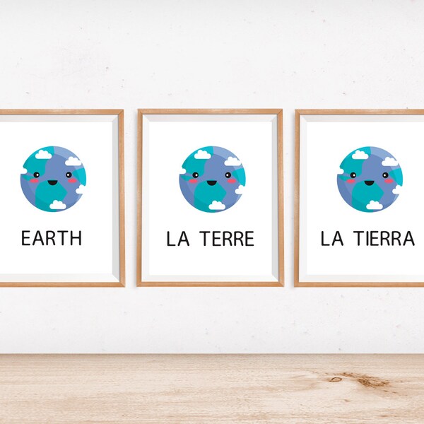 Planet Earth Kids bedroom print for boy or girl - La terre affiche chambre d'enfants garcon & fille - la tierra 8x10