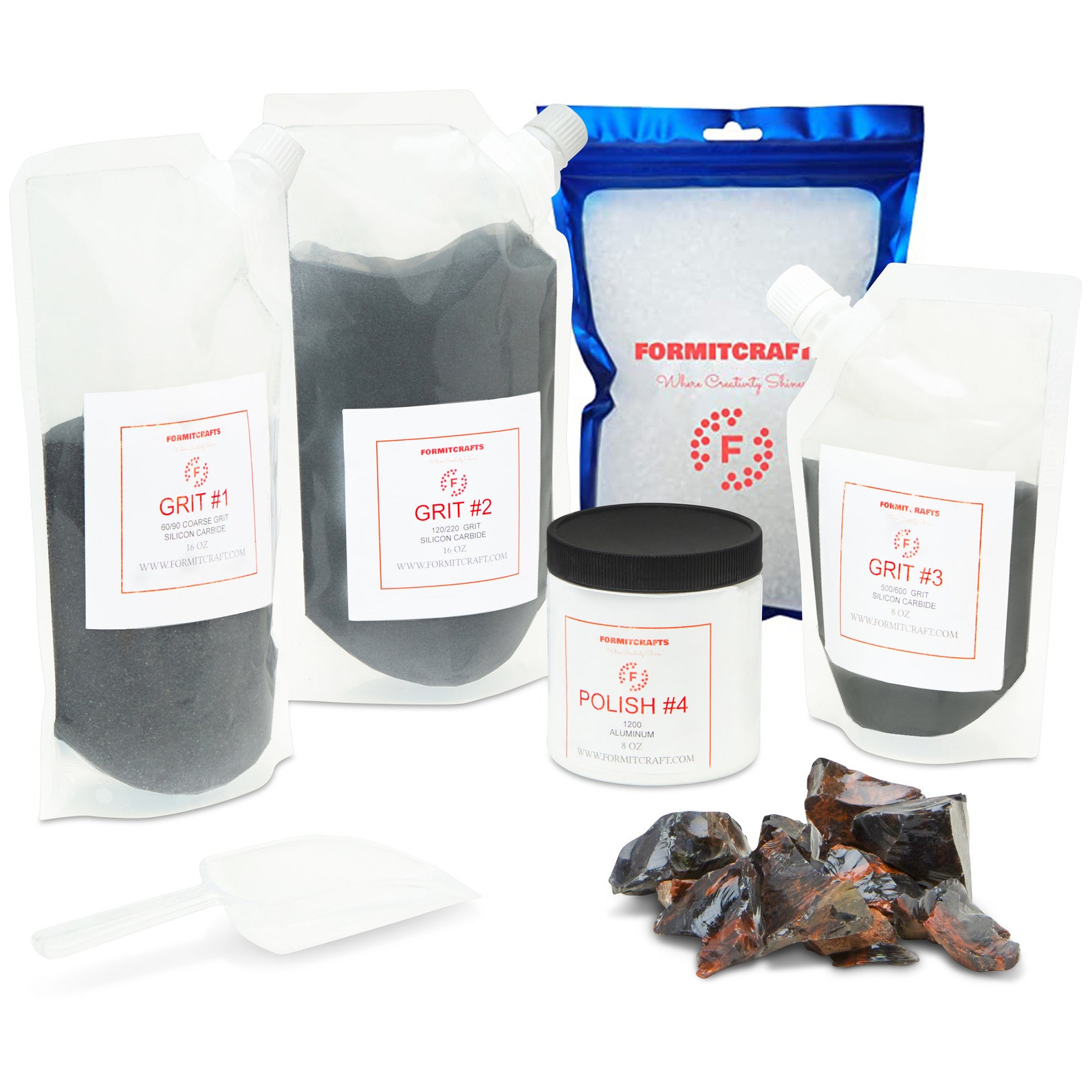 Rock Tumbler Grit Kit and 2lb of Polyethene Pellets Tumbling Etsy