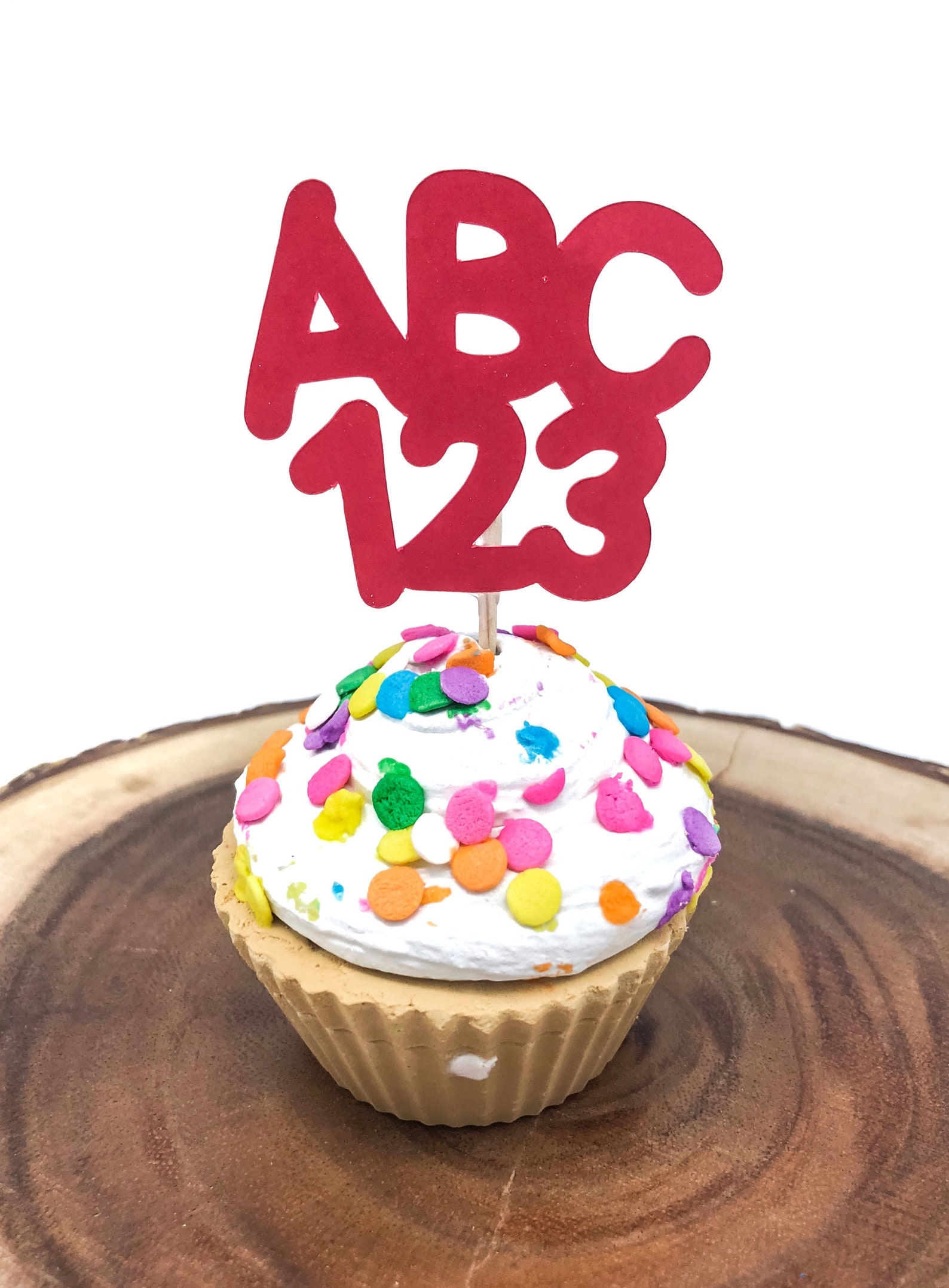 ABC 123 Cupcake Topper 12 Cupcake Toppers School Cupcake Etsy