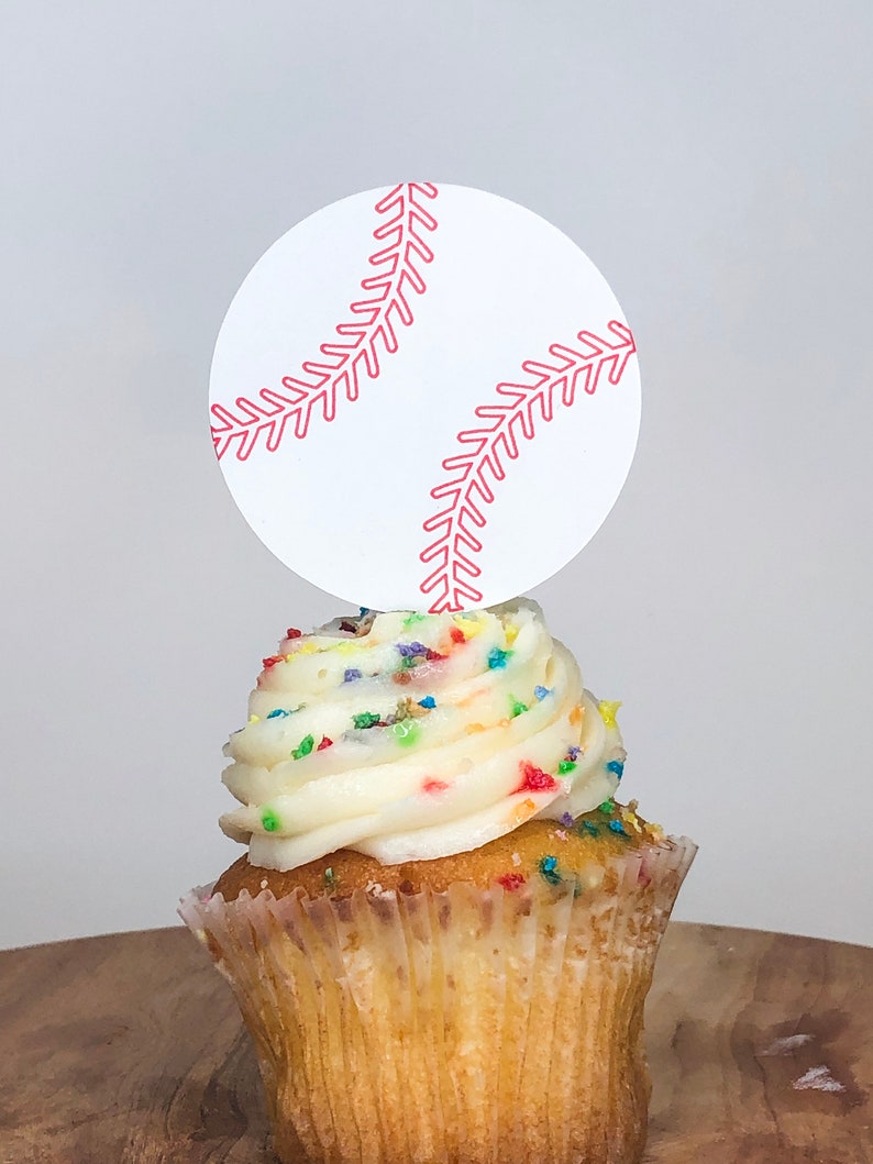 Cupcake de béisbol Topper 12 Cupcake Toppers Softball Etsy