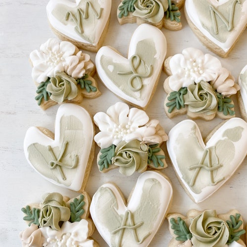 Monogram Wedding Cookies Mini Bridal Shower Cookies Wedding Etsy