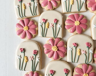 Wildflower birthday cookies  wildflower baby shower custom cookies wild one baby girl floral birthday floral wedding boho baby in bloom