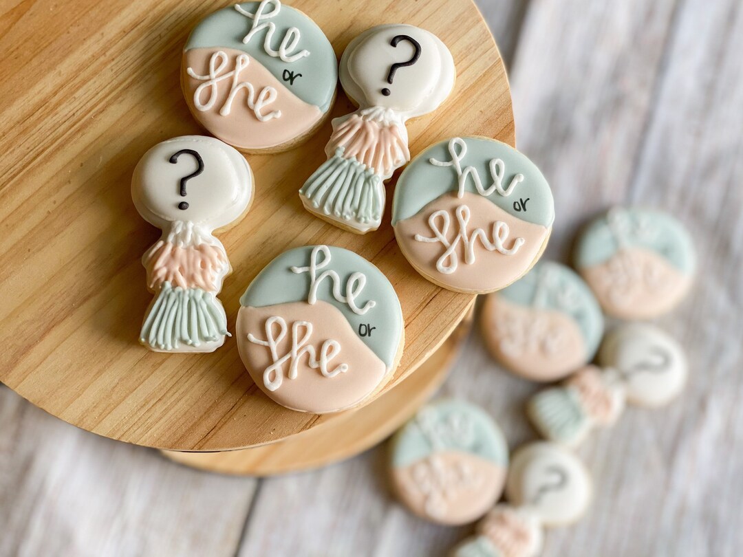 Gender Reveal Cookies Gender Reveal Balloon He or She What Will You Be