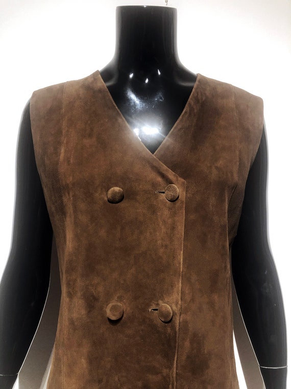 Original Vintage brown suede leather pinafore dres
