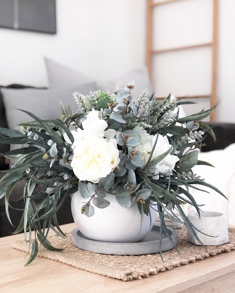 Flower Arrangement Home Decor Artificial Flowers Silk Etsy