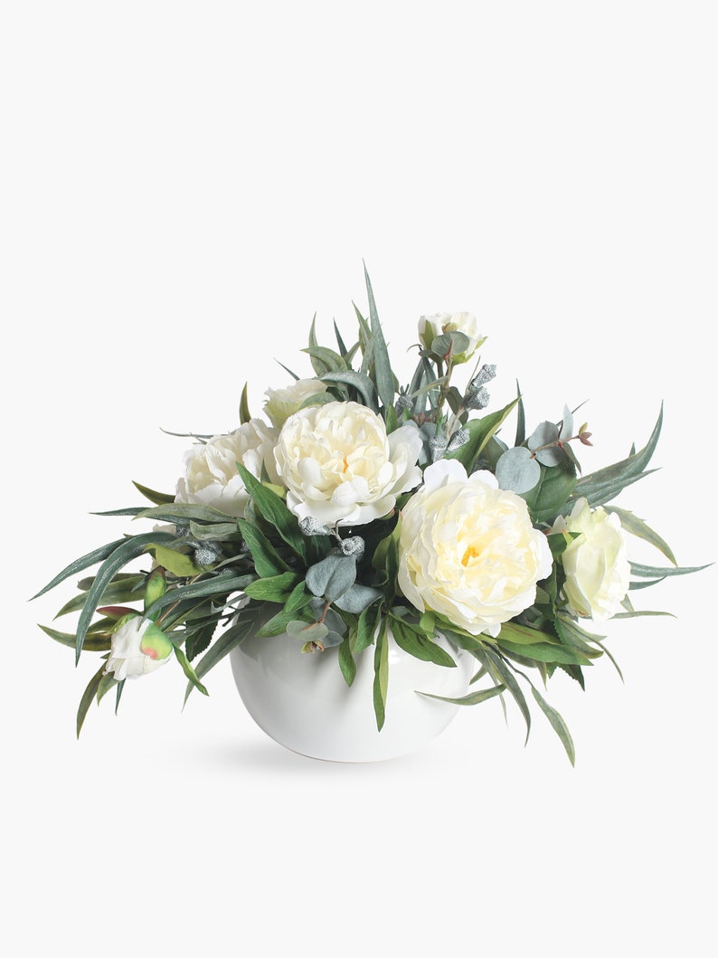 Flower Arrangement Home Decor Artificial Flowers Silk Etsy