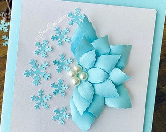 Poinsettia Snowflake Card SVG Template: DIY Paper Flower (Digital File)
