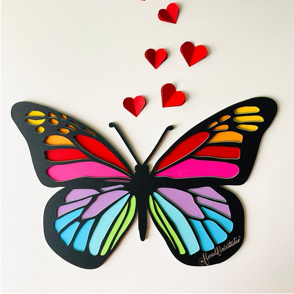 SVG File, Monarch Butterfly, DIY Nursery Décor, Wall Art, Cricut Craft, Rainbow Crafts, Valentine's Day, Handmade Gift, Crafts for Kids, 3D