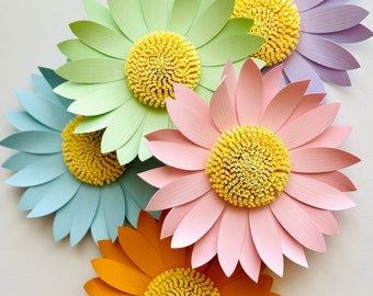 Guirlande de marguerites DIY, fichier fleurs en papier, modèle numérique SVG, travaux manuels pour enfants, travaux manuels de printemps, décoration arc-en-ciel, cadeau de fête des mères, cadeau fait main