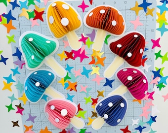 Honeycomb Paper Mushroom Garland SVG: DIY Spring Decor (Digital File)