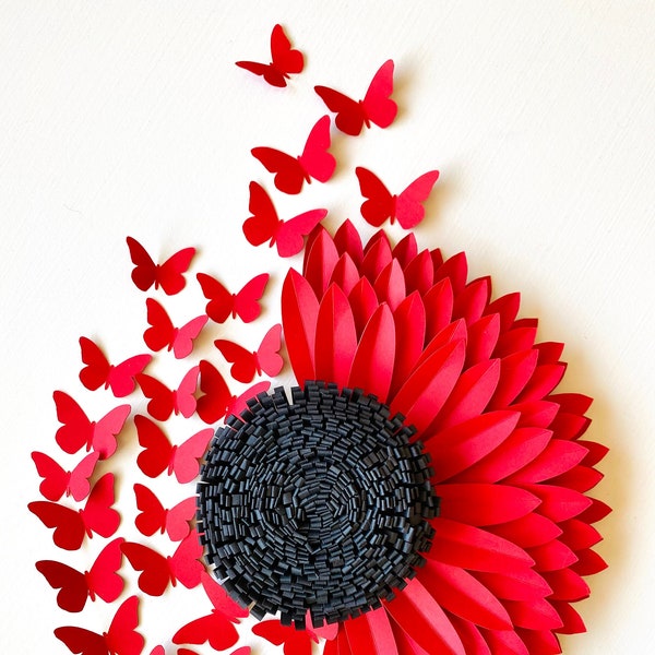 9 inch Sunflower Butterflies, Digital Template, SVG File, Fall Crafts, Cricut Files, Crafty Mom, Paper Flower Craft, Personalized Shadow Box