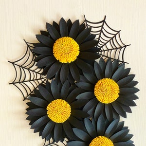 Modello digitale SVG, mini girasole, file di fiori di carta, lavoretti di carta fai da te, decorazioni di Halloween, decorazioni autunnali fai da te, stagione spettrale, lavoretti autunnali