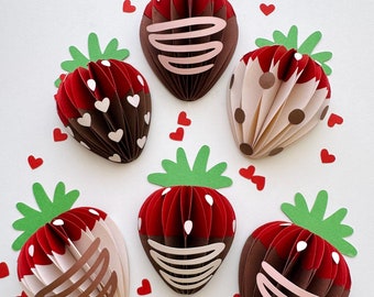 Paper Strawberry SVG Template: Chocolate Dipped Fruit (Digital File)