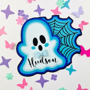 File digitale SVG, Etichetta regalo fantasma di carta, Ornamento di Halloween, Arredamento spettrale, Artigianato autunnale di Halloween, Girasole di carta, Mamma furba, File Cricut
