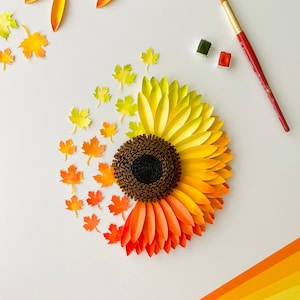 File digitale SVG, Fogliame autunnale, Modello girasole, Arredamento autunnale, Artigianato per bambini, Fiore di carta, Artigianato con la carta, Fai da te autunnale, Artigianato autunnale, Decorazioni per la casa