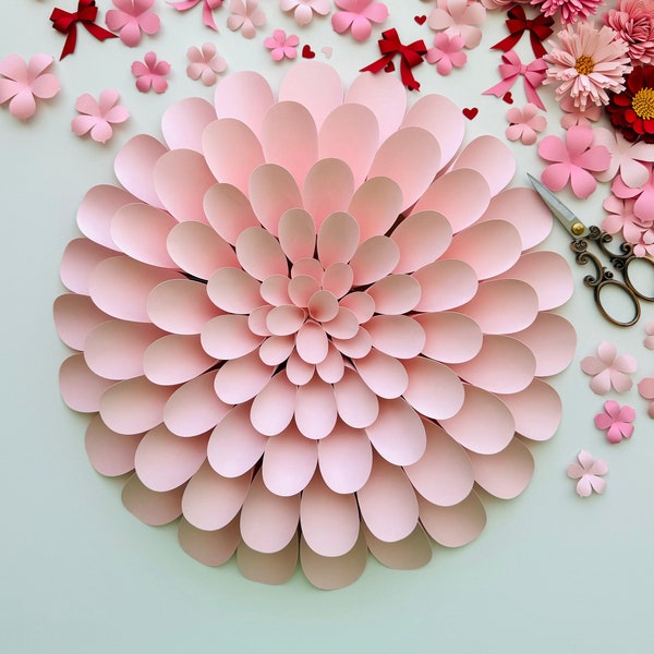 SVG Digital Template, Paper Dahlia, Spring Crafts, Paper Flower Backdrop, DIY Spring Decor, Giant Paper Flowers, DIY Wedding Flowers