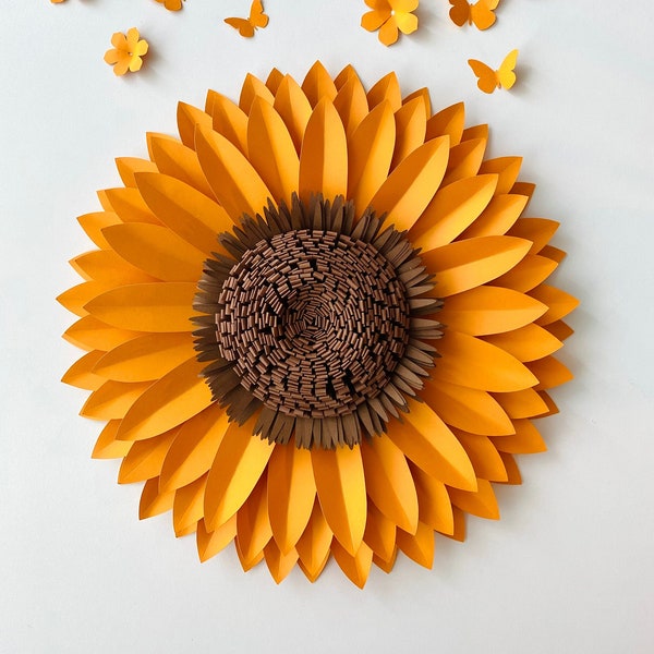 SVG PDF Digital Template, Paper Sunflower, Fall Decor, Paper Flower Backdrop, DIY Home Decor, Nursery Decor, Paper Crafts, Floral Design