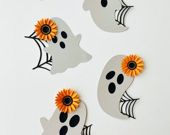 SVG digitaal bestand, papier Ghost, spinnenwebsjabloon, Halloween decor, griezelig decor, Halloween Craft, papieren zonnebloem, DIY decor, Cricut bestanden