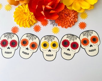 SVG Digital File, Floral Paper Skulls, Día de los Muertos, Ofrenda Decor, Day of the Dead Craft, Calaveras Garland, Cricut Files, Halloween