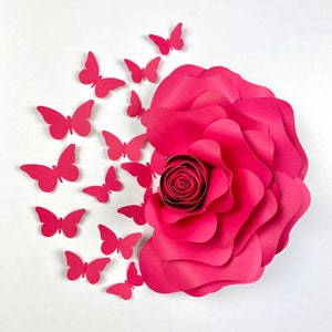 Modello digitale SVG, rose e farfalle, lavoretti primaverili, file Cricut, regalo per la festa della mamma, lavoretto con fiori di carta, regalo di ringraziamento per l'insegnante