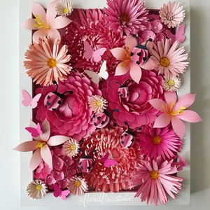File digitale SVG, modello di fiore di carta, decorazioni primaverili, decorazioni per la cameretta dei bambini, scatola delle ombre, artigianato di carta, kit fai da te, decorazioni da parete, arte di carta, festa della mamma
