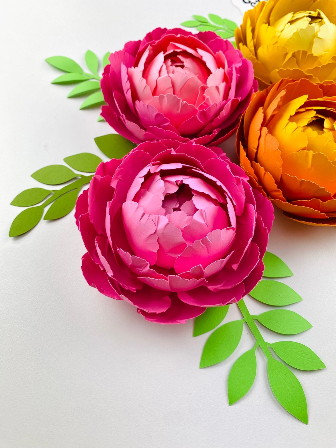 SVG Digital Template, Paper Peony, Cricut File, Floral Flair Studio