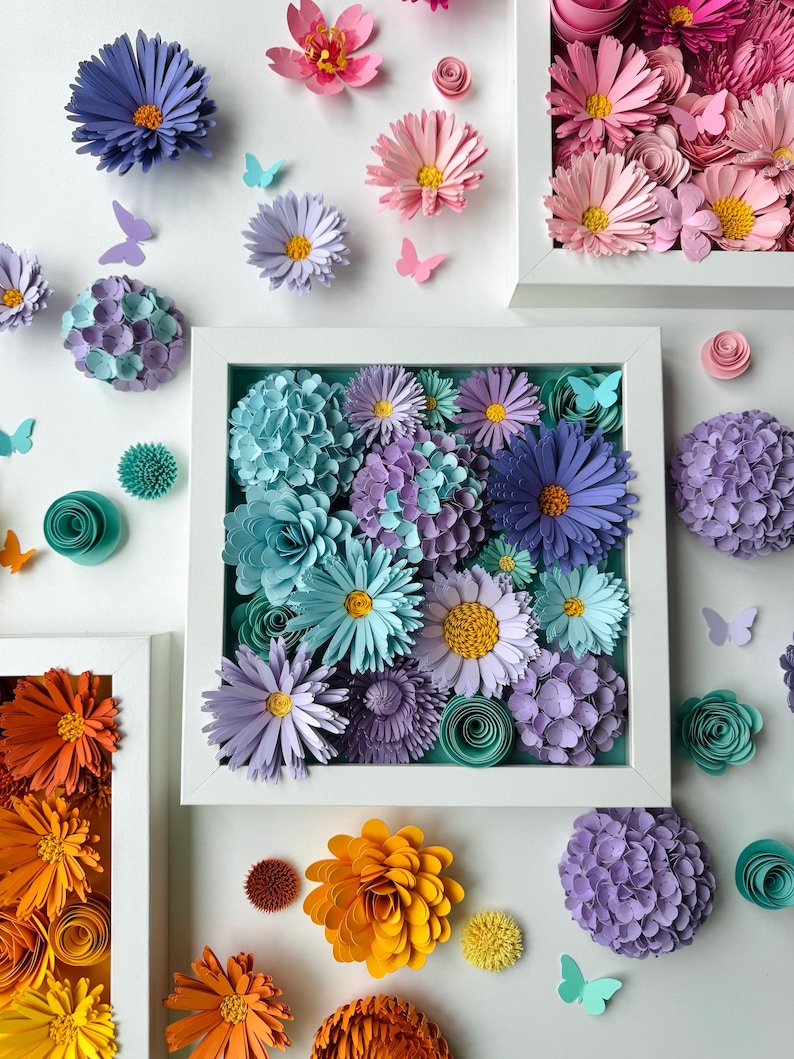 Handcrafted Paper Flower Frame – One-of-a-kind Ombre Floral Frame - Etsy