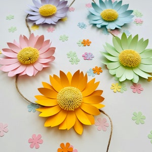 DIY Daisy Garland, Paper Flower File, SVG Digital Template, Crafts for Kids, Spring Crafts, Rainbow Decor, Mother's Day Gift, Handmade Gift image 3