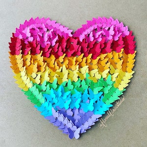 Modèle SVG Saint Valentin Cricut Fichier Papier Artisanat Papillon Coeur DIY Carte Décor À La Main Décor Arc En Ciel Love Pride Shadow Box Enfants