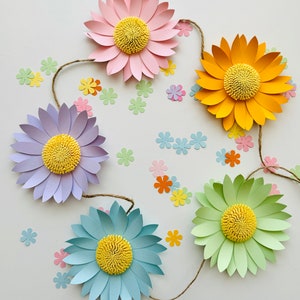 DIY Daisy Garland, Paper Flower File, SVG Digital Template, Crafts for Kids, Spring Crafts, Rainbow Decor, Mother's Day Gift, Handmade Gift image 2