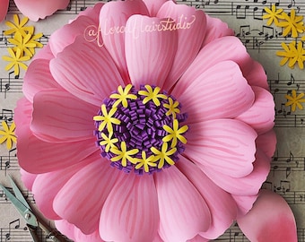 Zinnia Paper Flower SVG Template: DIY Nursery Decor (Digital File, PDF Included)
