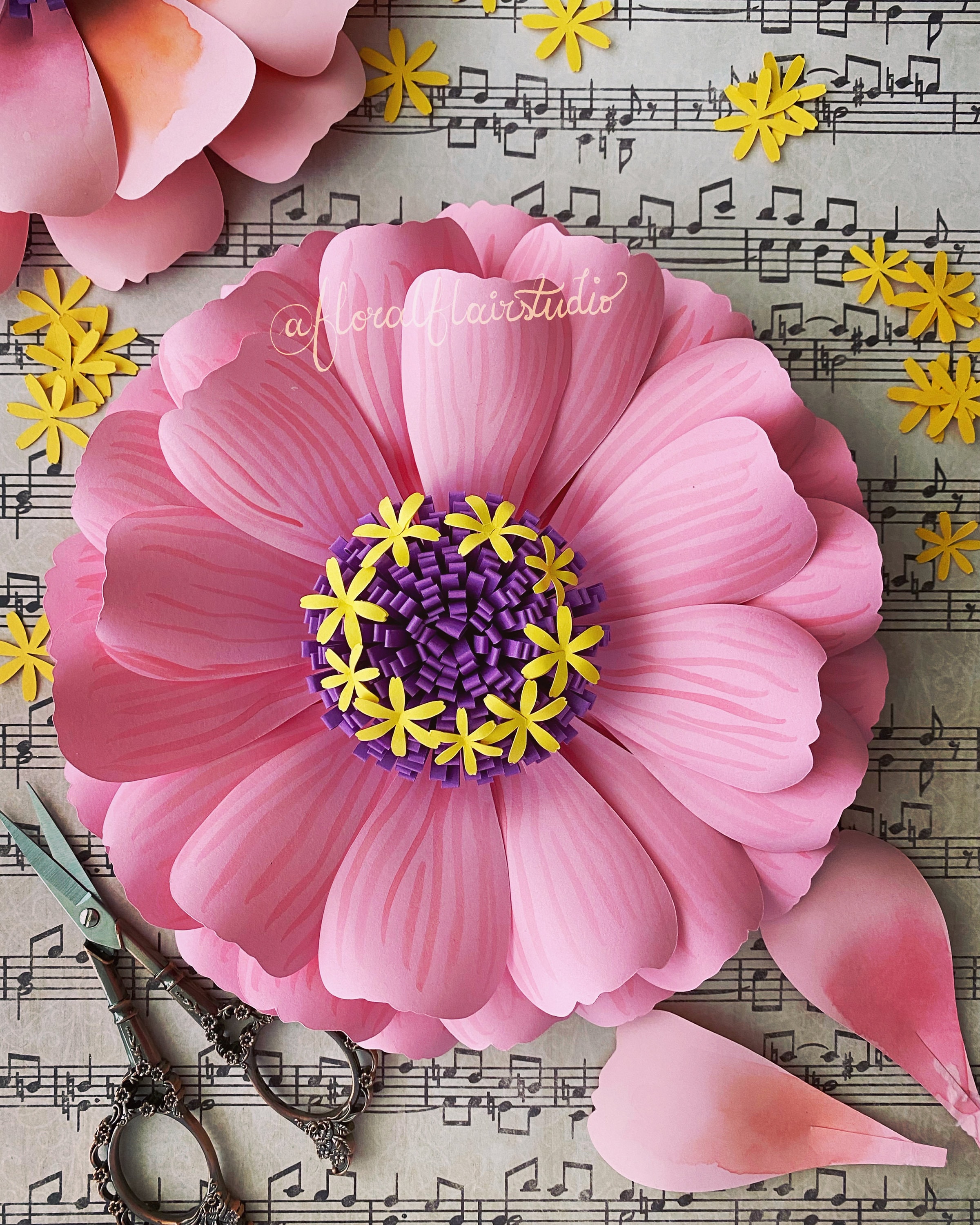 Zinnia Paper Flower SVG Template: DIY Nursery Decor (digital File