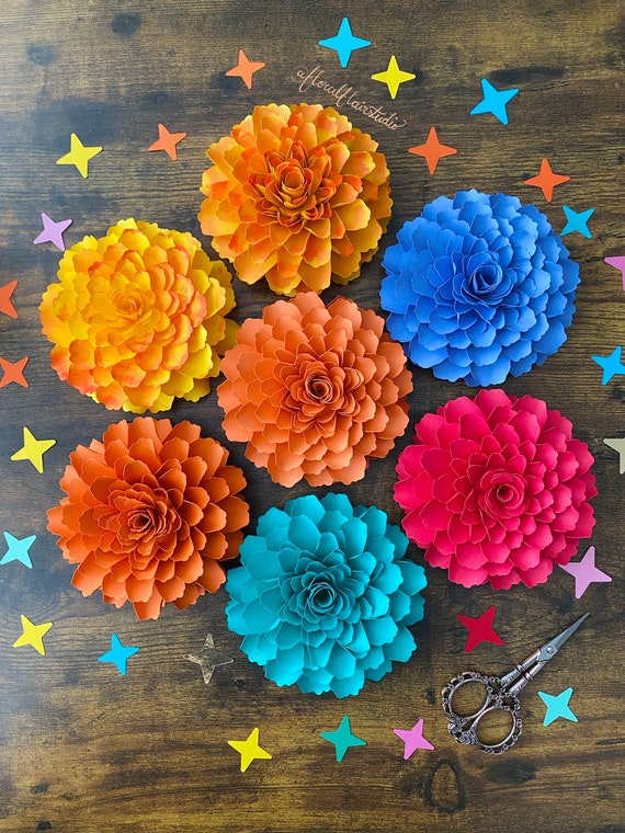 SVG Marigold Digital File Paper Marigold Flower Template Etsy