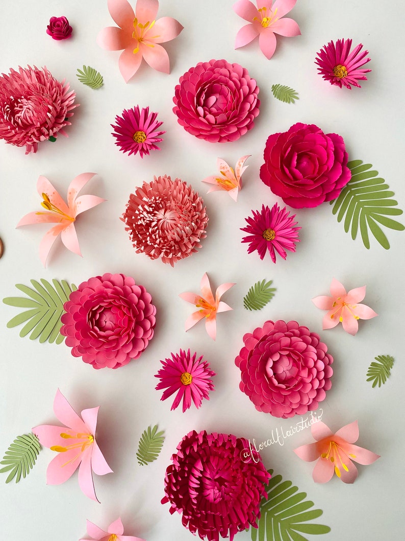 SVG Digital Template Paper Peony Cricut File Floral Decor | Etsy