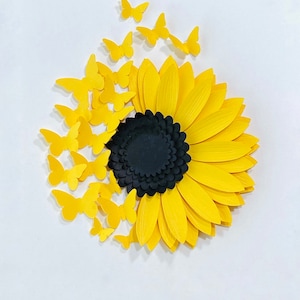 Cartão SVG com Girassol e Borboletas | Modelo de Cartão de Papel em Camadas 3D para Cricut | Download Digital de Cartão Floral para Felicitações imagem 5
