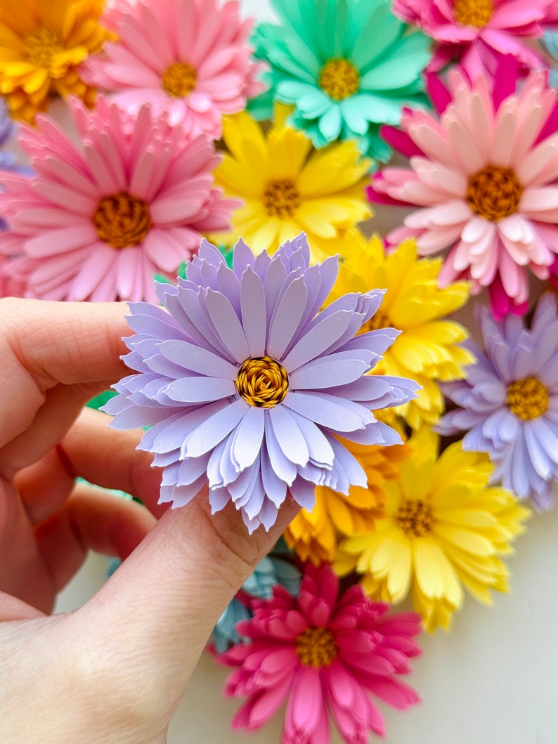 SVG PNG Digital Template, Paper Daisy, Spring Decor, Floral Backdrop, DIY Nursery Decor, Paper Flower, Paper Art, Mother's Day Gift, Floral image 2
